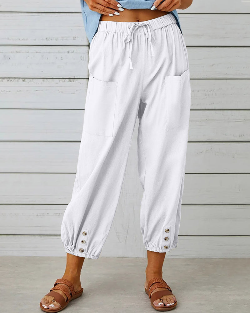 Loose fit casual pants for women, high-waisted design for a flattering, comfortable look.