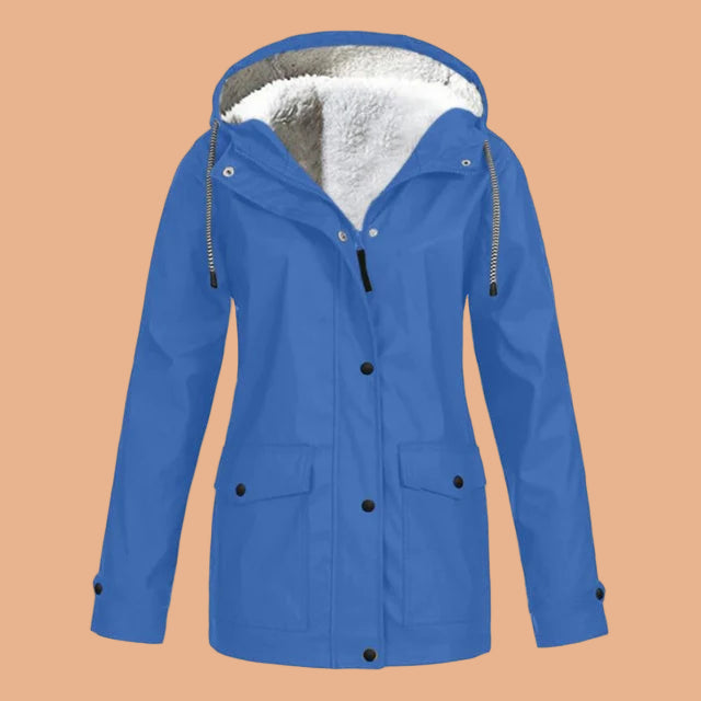 Functional women's hooded winter parka, insulated for extreme cold, stylish and warm.