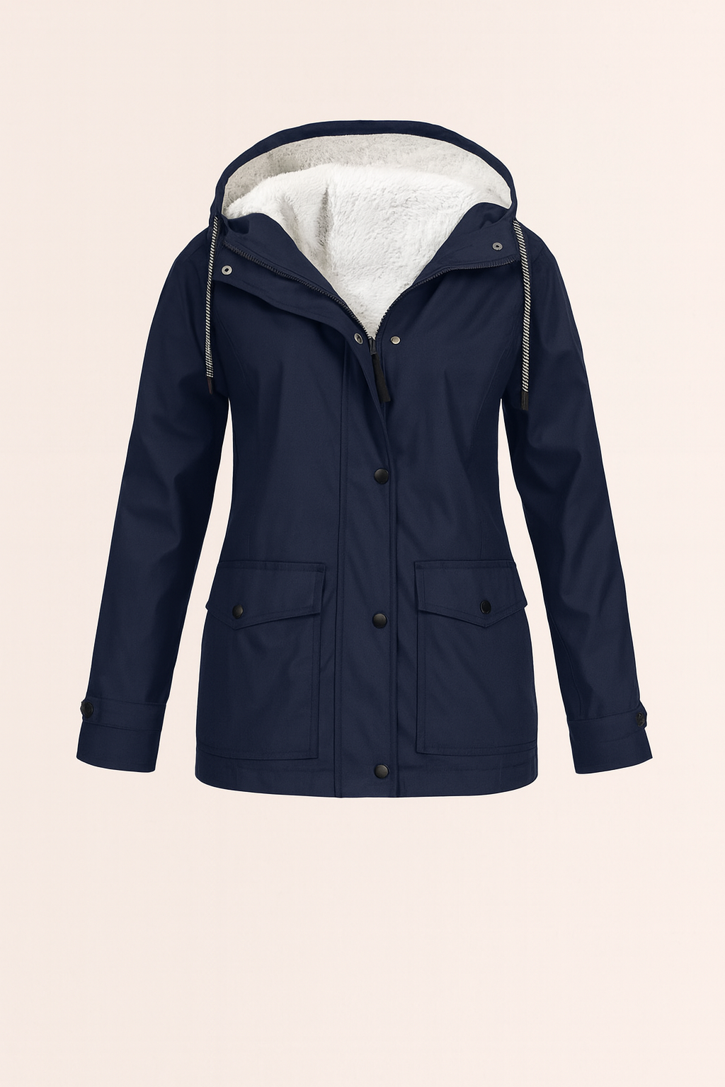 Casual women's insulated jacket, ideal for winter, with a protective and warm hood.