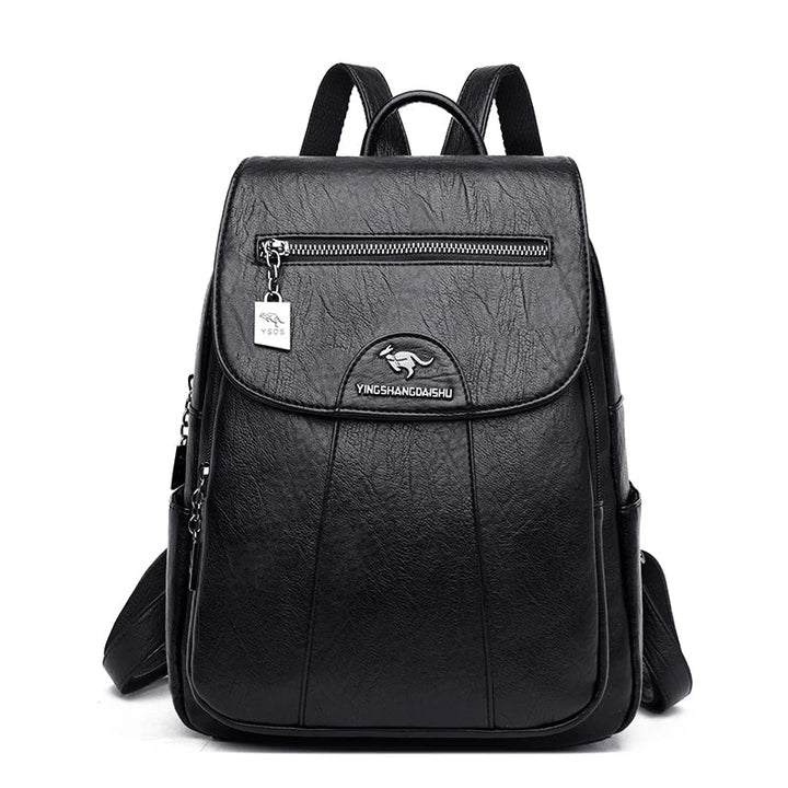 Stylish large leather backpack for women, featuring anti-theft design and ample space.