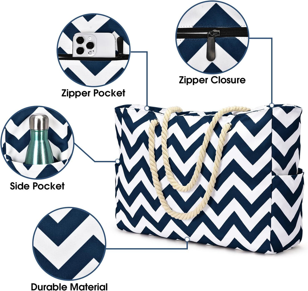 Durable women's waterproof tote, perfect for gym & beach.