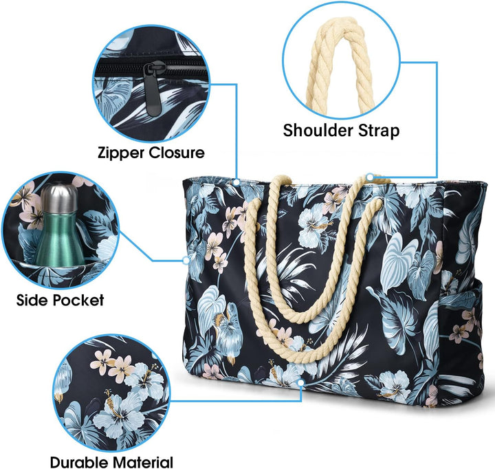 Large women's waterproof tote bag, lightweight design.