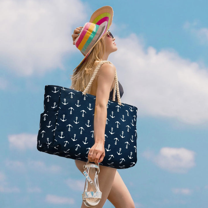 Women's waterproof gym & beach tote, all-weather ready.