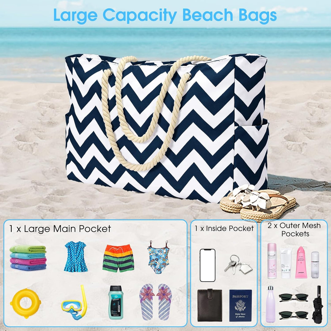 Women's large beach tote, waterproof and spacious for essentials.