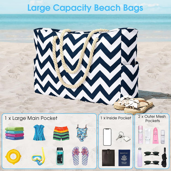 Women's large beach tote, waterproof and spacious for essentials.