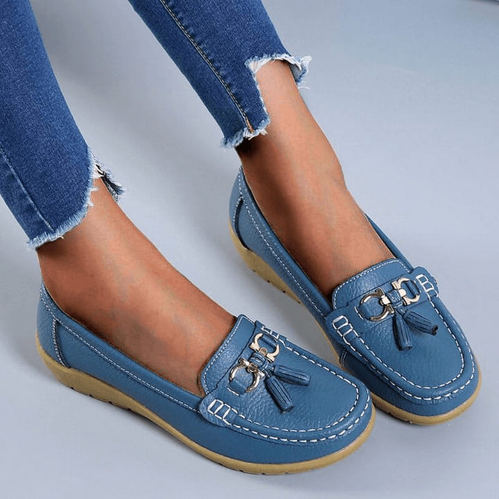 Women's leather slip-on loafers for everyday comfort & timeless elegant style.