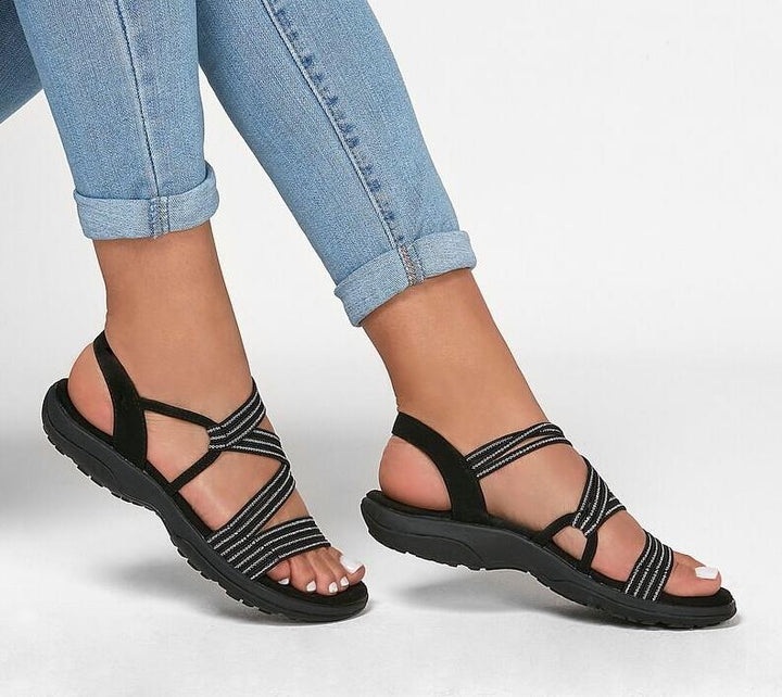 Women's lightweight walking sandals with elastic straps for everyday comfort & non-slip support.