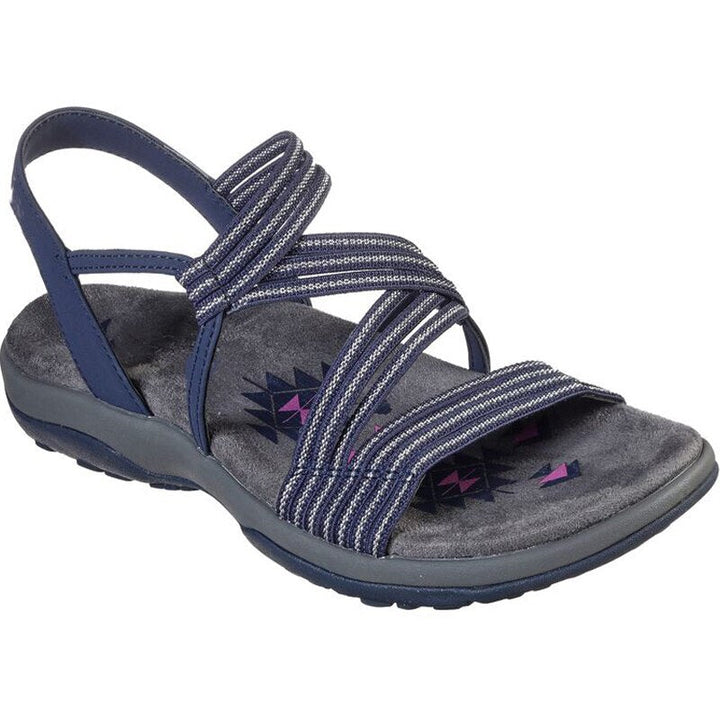 Supportive women's travel sandals with adjustable elastic strap, perfect for lightweight walking.