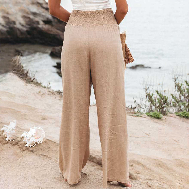 Summer fashion women's wide leg linen pants, offering ultimate comfort and breathability.
