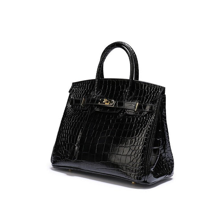 Structured genuine leather handbag, an elegant luxury bag for women.