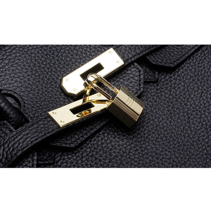 Classic genuine leather handbag, a chic shoulder bag for daily elegance.
