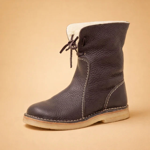 Stylish women's minimalist blue lace-up ankle boots, ideal for winter fashion & comfortable outdoor everyday wear.