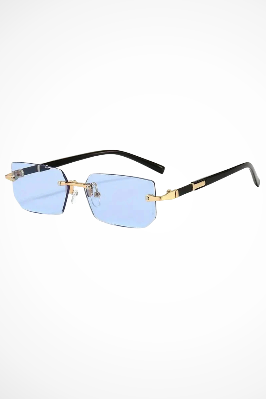 Women's fashion rimless rectangular sunglasses, chic and versatile eyewear.