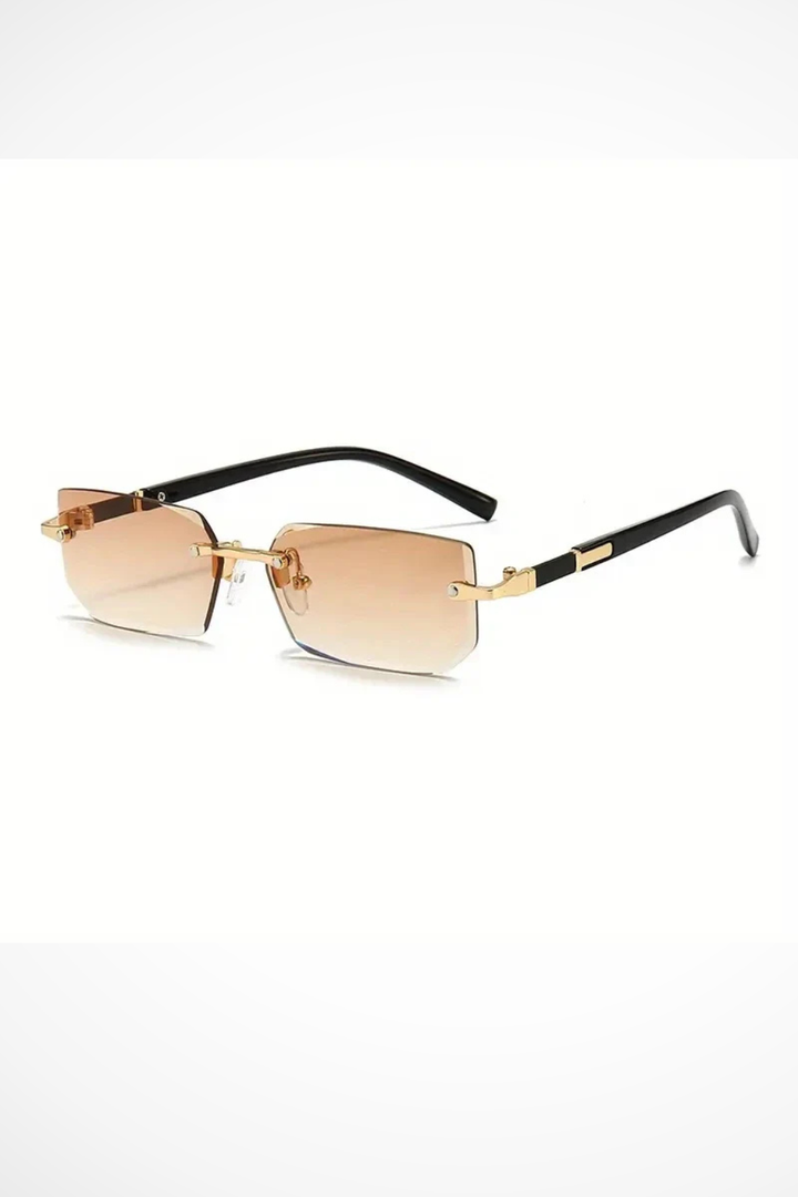 Stylish women's rimless rectangle shades, a contemporary fashion statement.