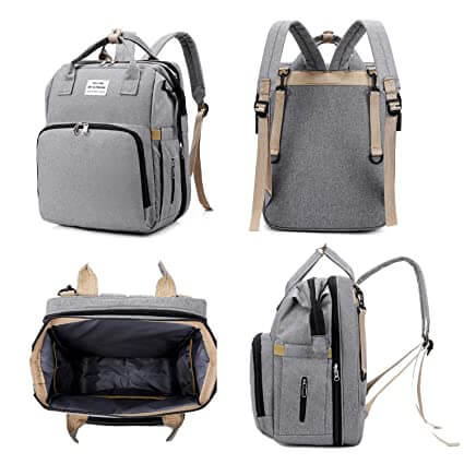 Essential baby gear: waterproof multi-function diaper backpack & portable infant travel bed.
