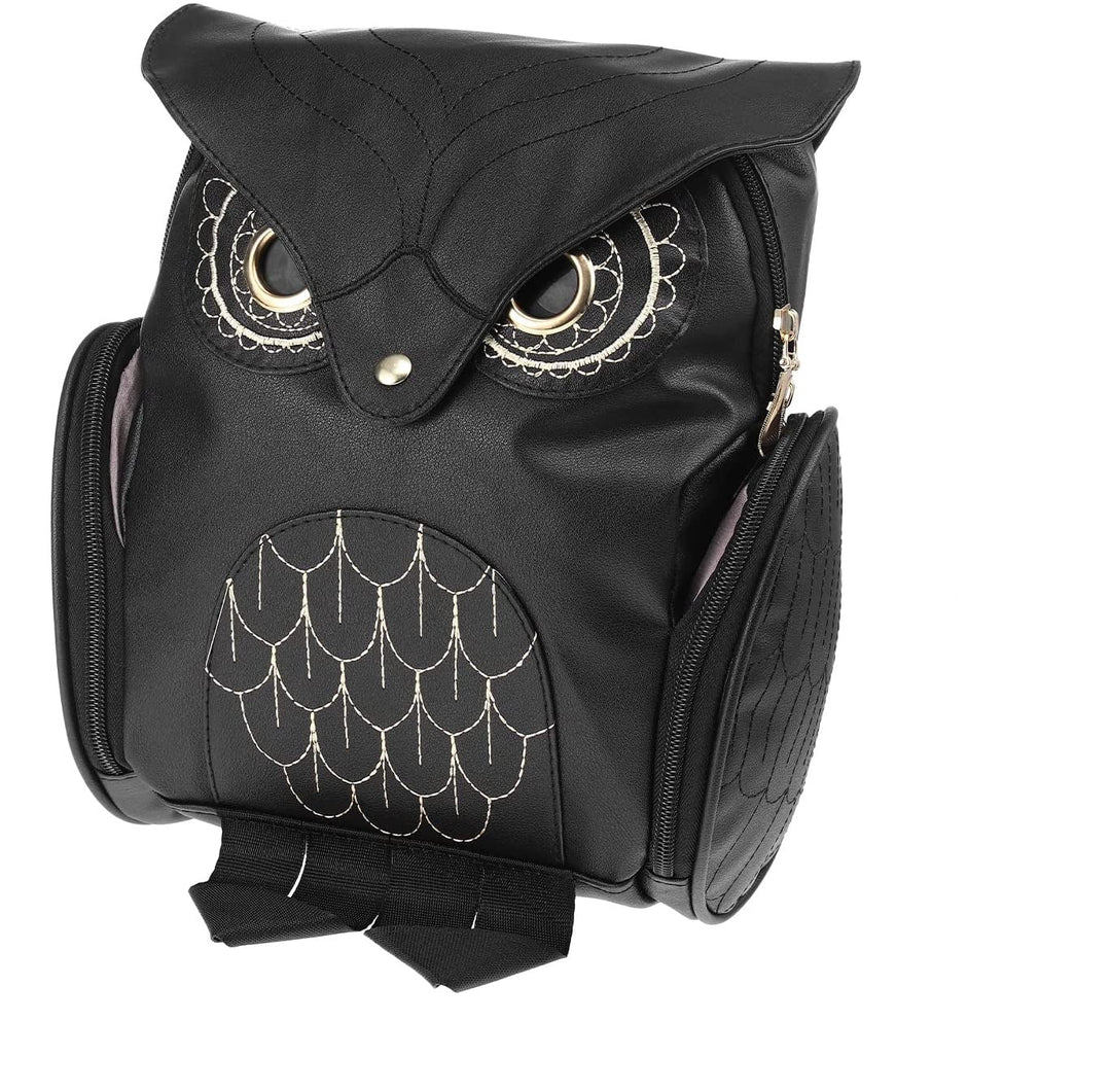 Women's PU leather owl print multi-pocket backpack. Fashionable casual daypack for daily essentials.