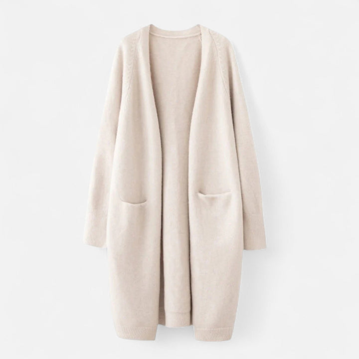 Women's open-front long cardigan, versatile for everyday layering. Chic & lightweight style.