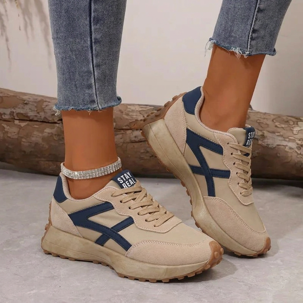 Supportive women's trainers offering all-day comfort. Casual orthopaedic sneakers with arch support, perfect for walking.