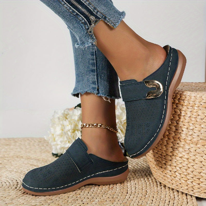 Orthopedic women's slippers providing essential arch support and foot relief, with non-slip security.