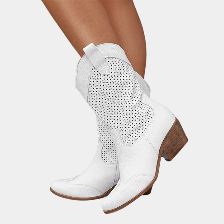 Women's orthopedic cowboy boots with arch support for comfortable western style.