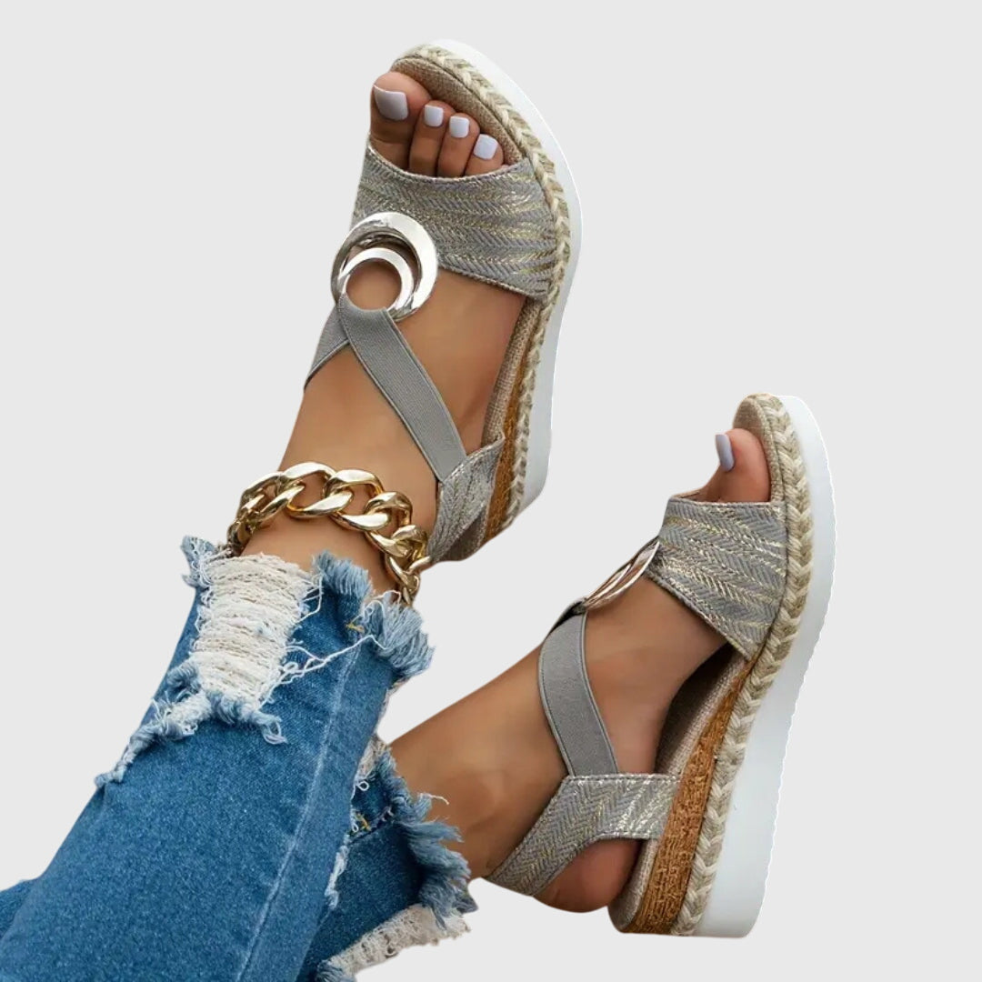 Summer comfort women's open-toe platform sandals, featuring orthopedic arch support & adjustable strap.