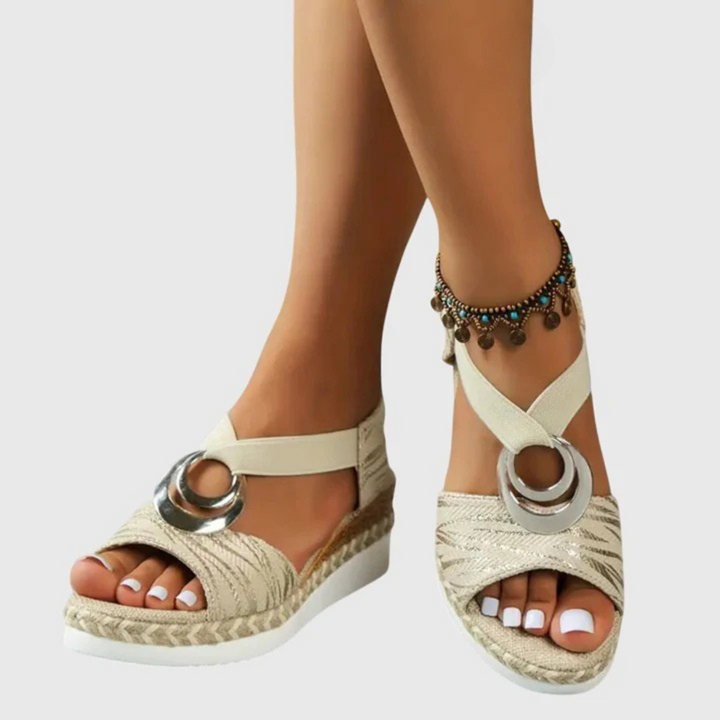 Elevated platform open-toe sandals for women, orthopedic arch support, perfect stylish summer footwear.