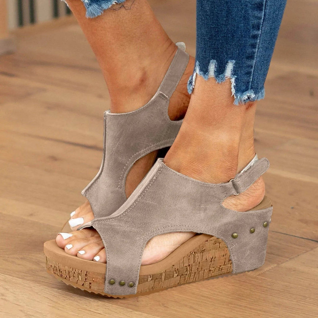 Women's orthopedic peep toe platform wedge sandals for summer comfort & foot support.