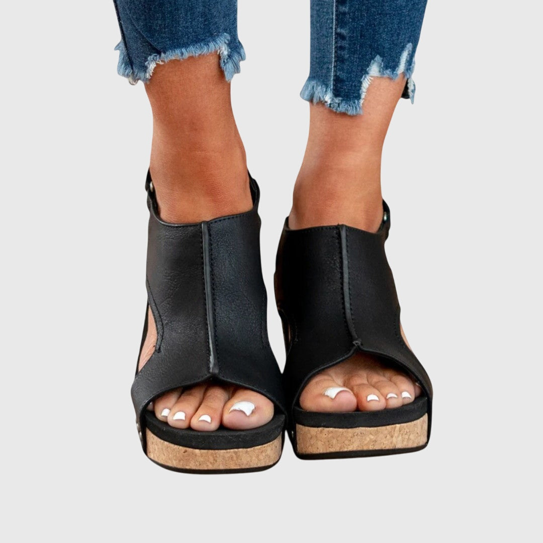 Casual summer peep toe wedge sandals for women, providing orthopedic comfort & fashionable platform.