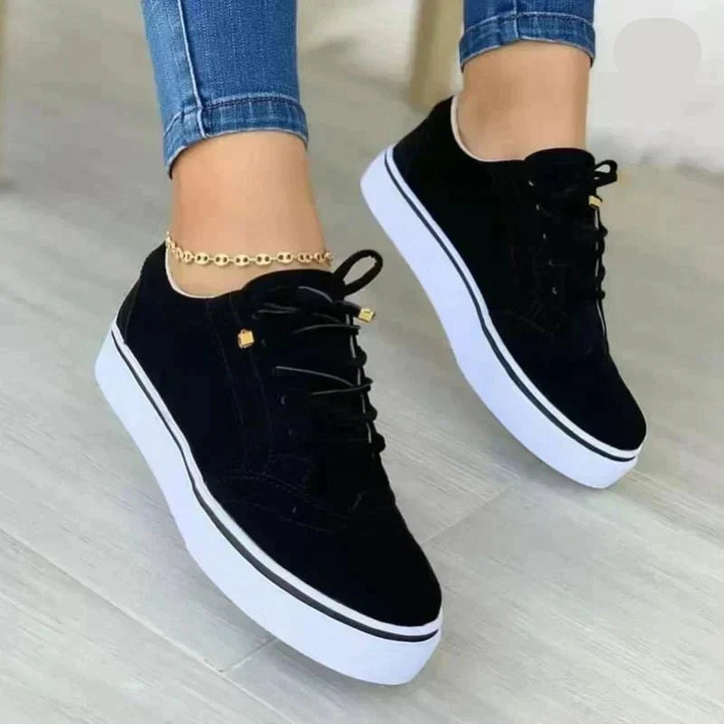 Lace-up women's walking shoes, orthopedic platform sneakers providing all-day comfort & essential arch support.
