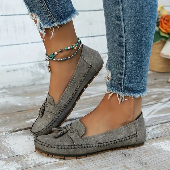 High-quality women's orthopedic tassel loafers, durable, comfortable footwear for daily support.