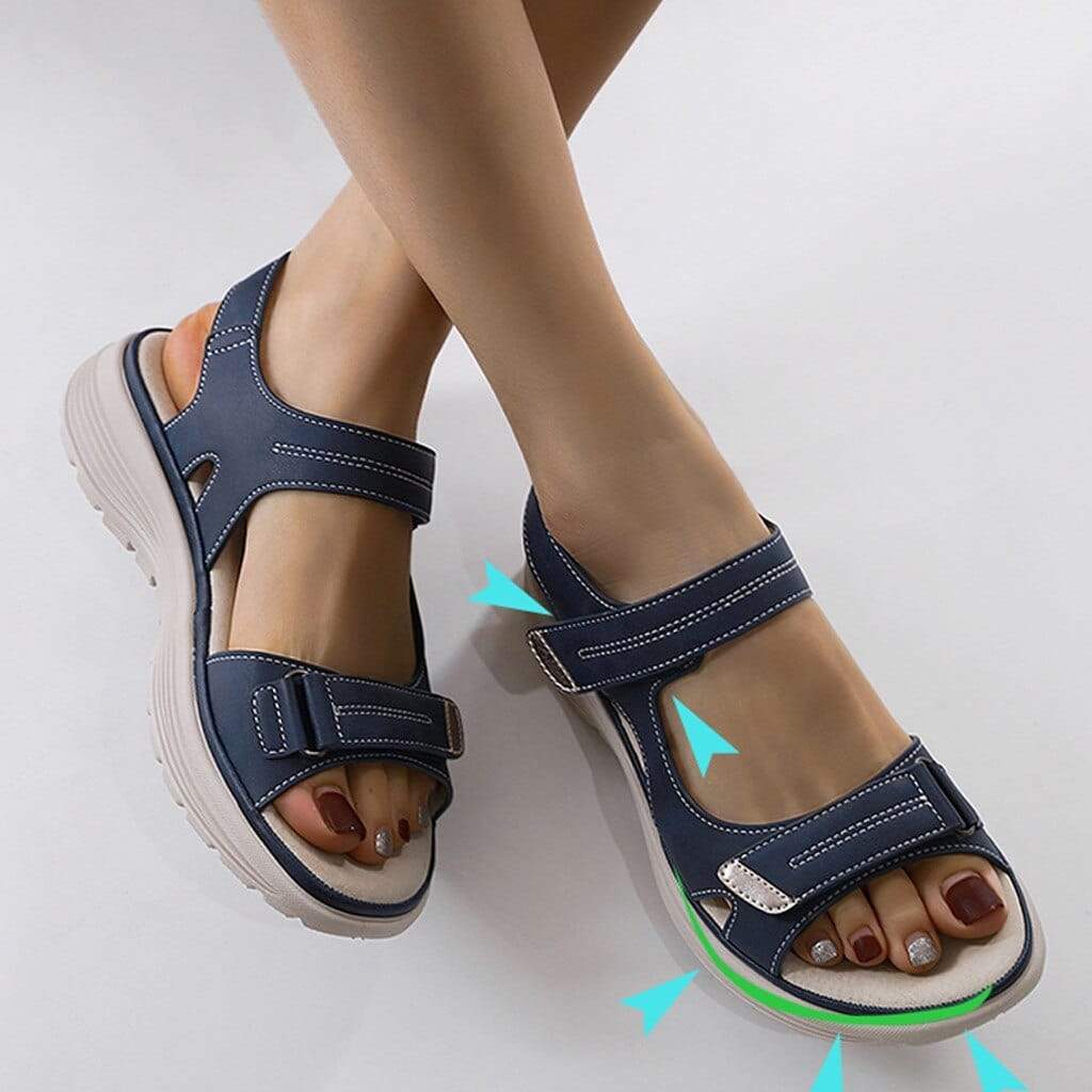 Comfortable women's orthopedic sandals, ergonomic design, arch support for foot pain relief and daily wear.