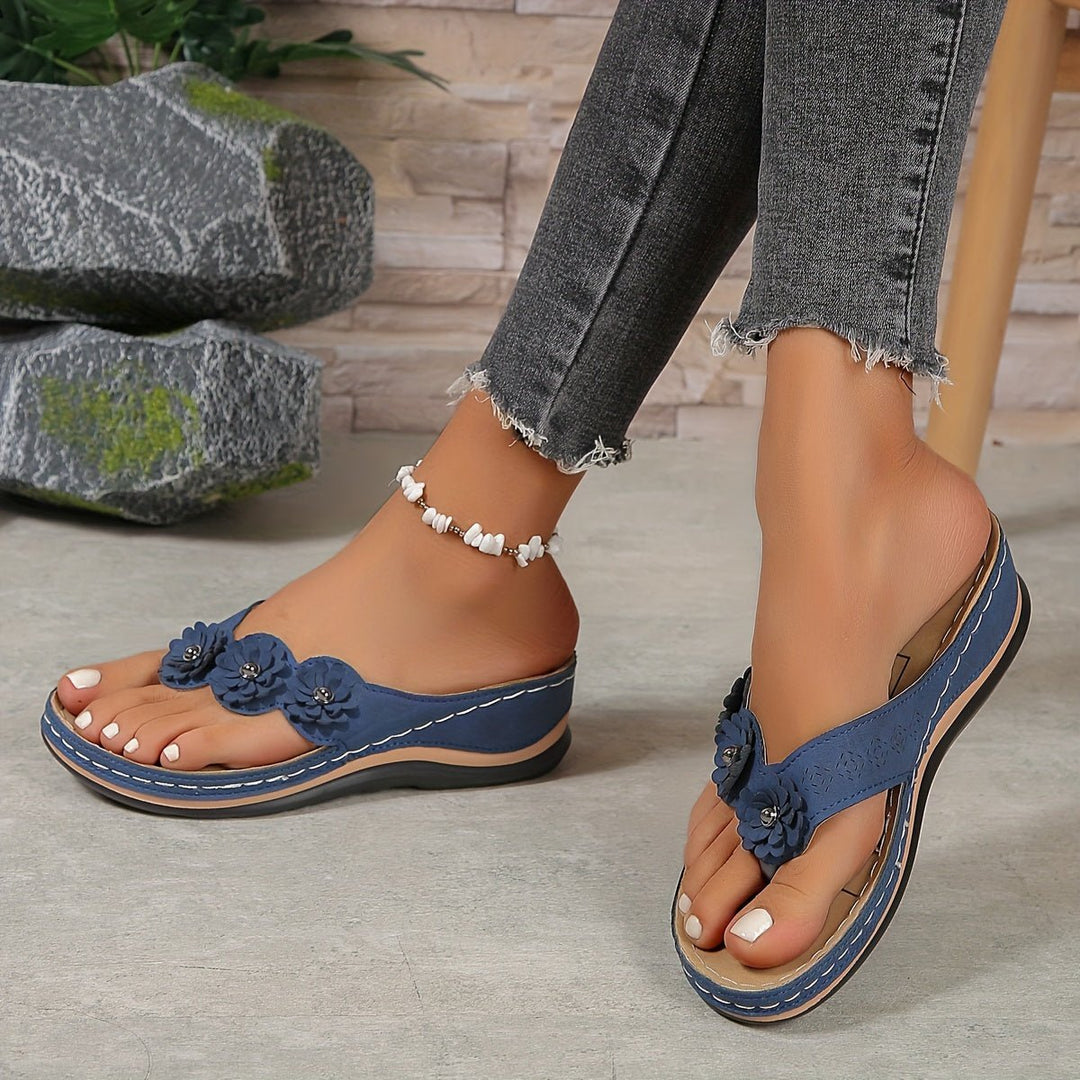 Women's orthopedic slip-on wedge sandals, comfortable platform design with arch support.