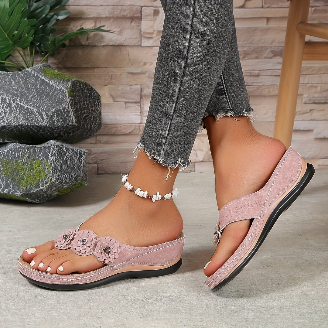 Easy slip-on women's orthopedic wedge sandals, comfortable & supportive for casual summer.