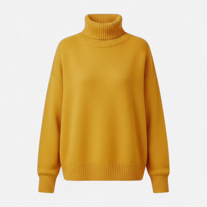 Women's comfortable oversized turtleneck sweater, thick knit for ultimate warmth & fall style.