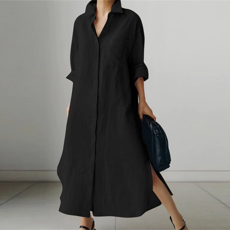 Women's oversized white shirt dress, loose fit, long sleeve, perfect for casual summer, vacation, or resort wear.