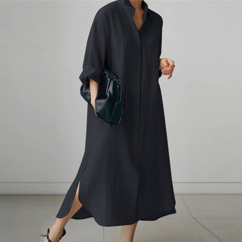Casual women's button-down oversized shirt dress for effortless everyday style, comfort, vacation & resort wear.