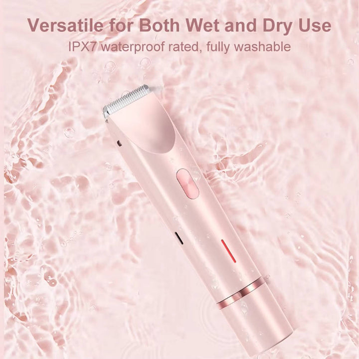 Dual head women's painless shaver for super smooth skin. Ideal for bikini, body, and face. Rechargeable, waterproof.