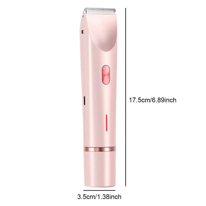 Painless hair removal for women. Dual head body groomer for smooth bikini, underarm, and facial areas. Waterproof.