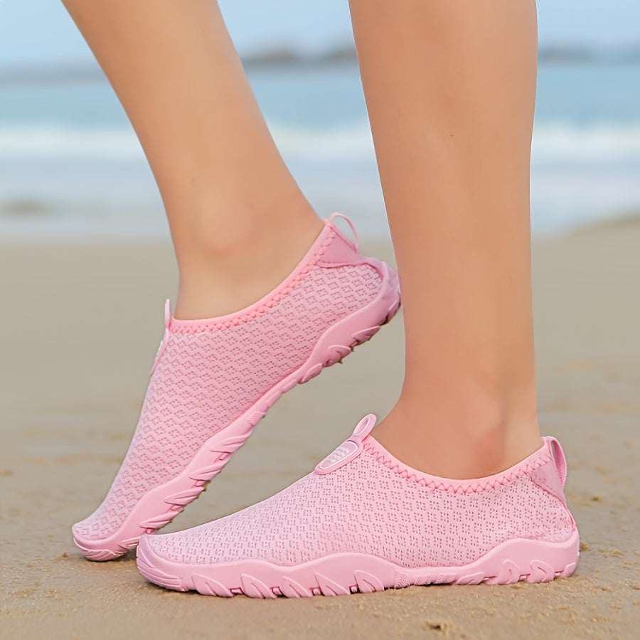 Women's quick dry water shoes with breathable mesh upper & durable non-slip sole for active water sports.