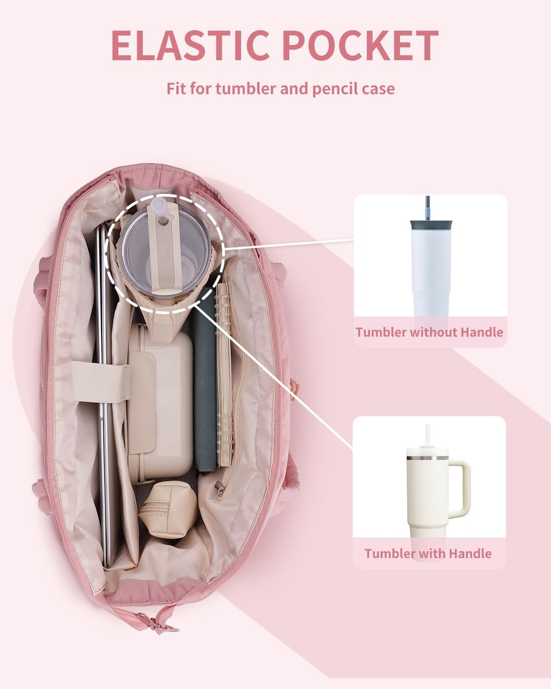 Smart women's work tote, a puffer bag with a secure laptop sleeve and drink holder.