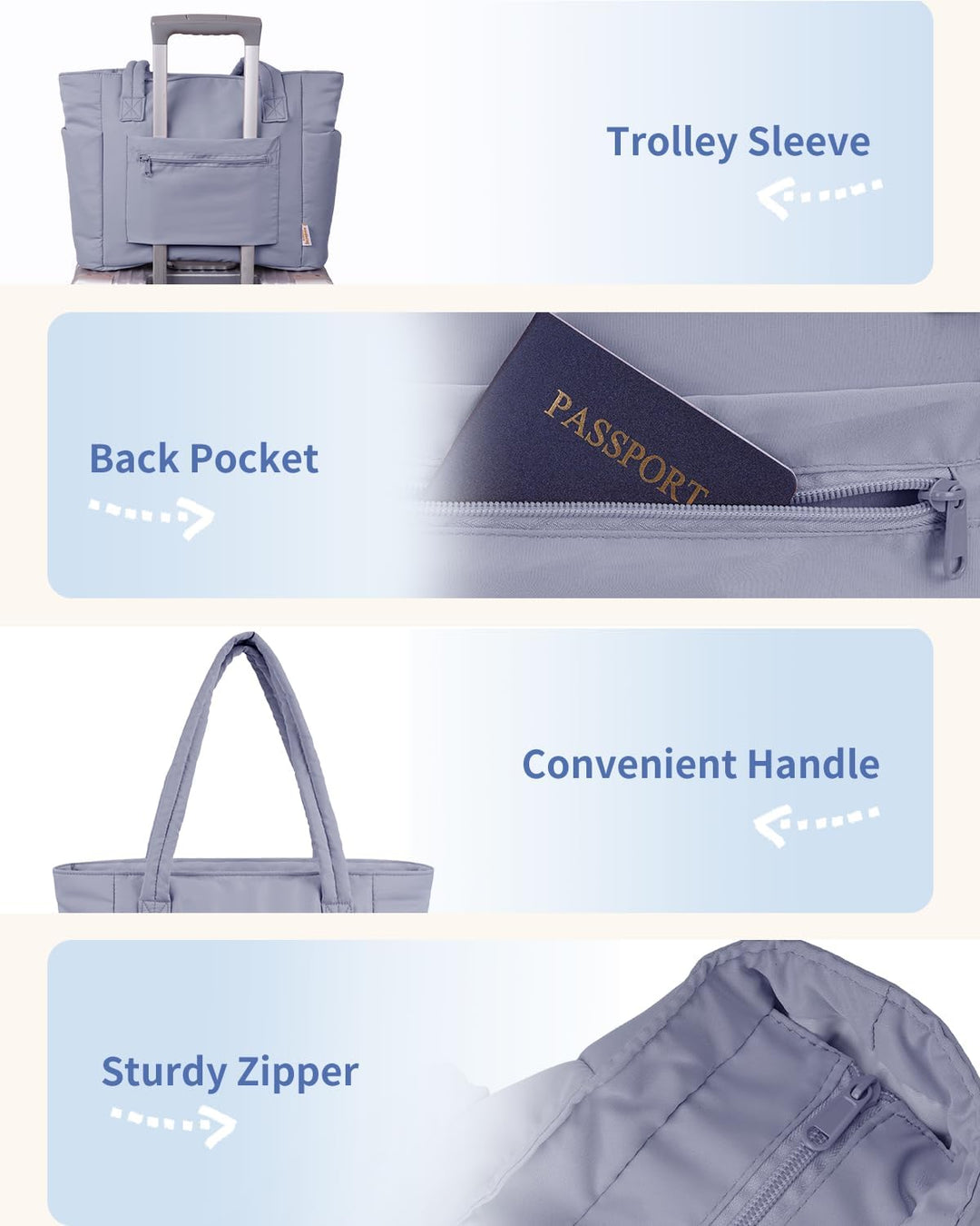 Puffer work bag for women, featuring a spacious laptop compartment & cup holder.