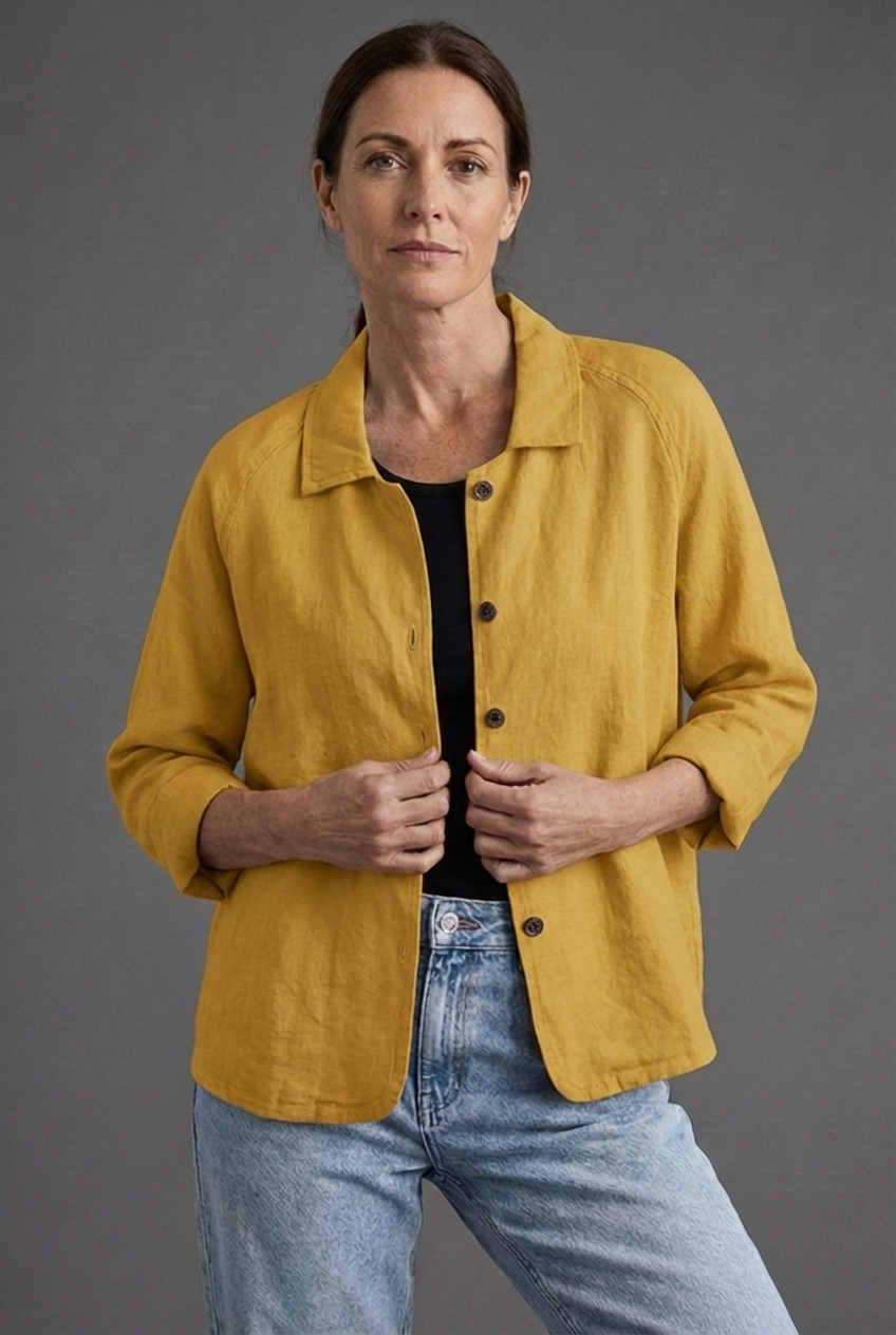 Versatile women's relaxed fit casual blouse, styled for a comfortable smart casual look, ideal for spring and summer.
