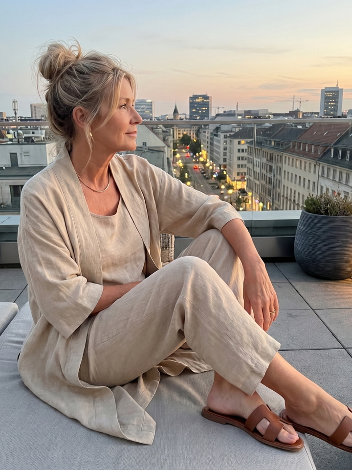 Women's fashionable three-piece pant set, perfect for a relaxed fit and versatile wear.