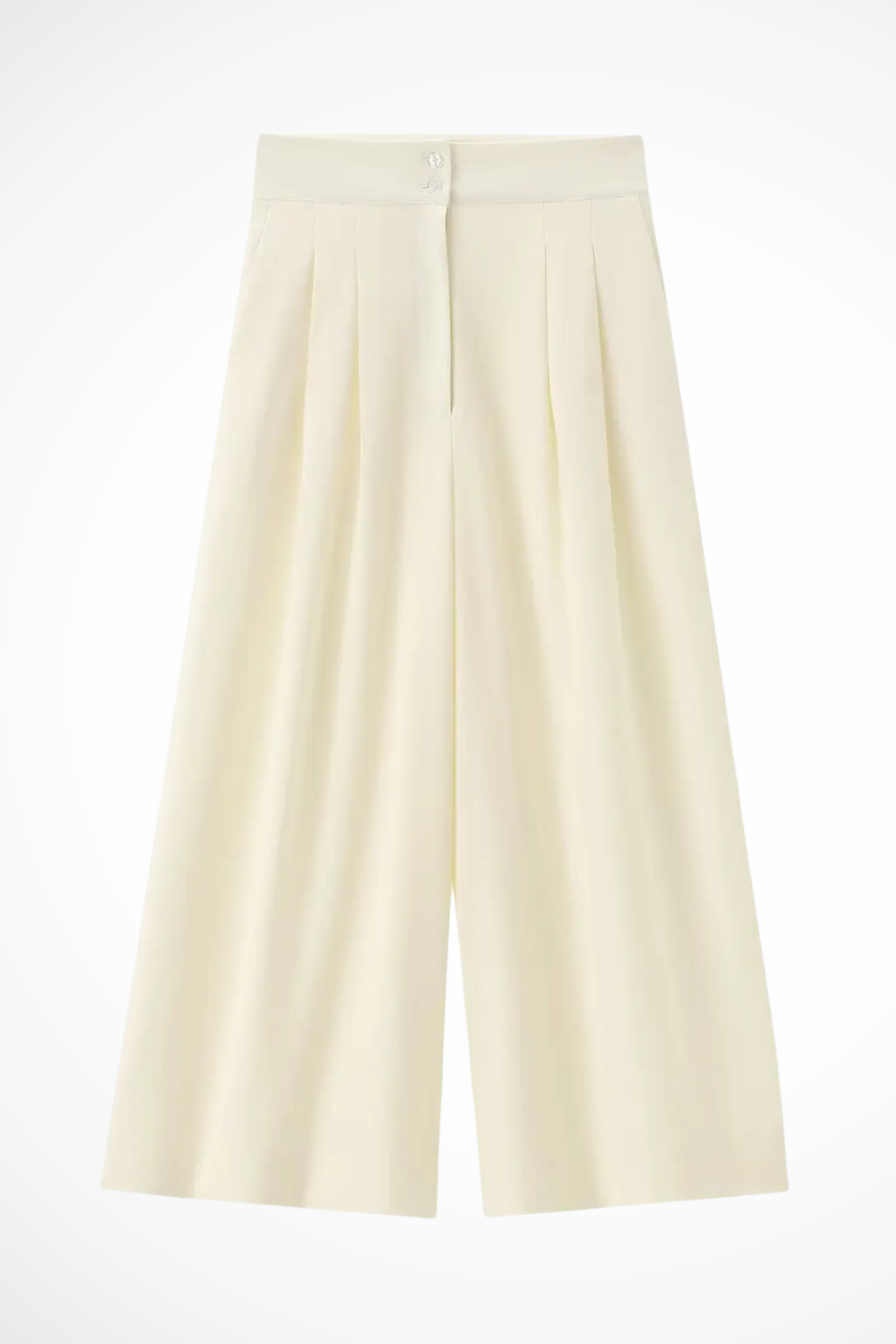 Chic women's sleeveless suit set featuring a flattering wrap top and comfortable wide leg pants.