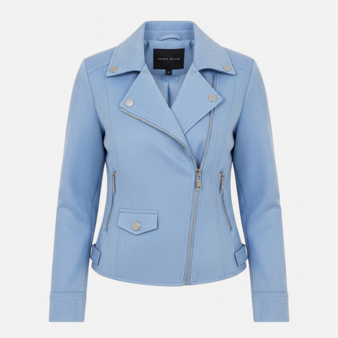Comfortable & stylish women's slim lapel zip jacket with pockets for everyday elegance.