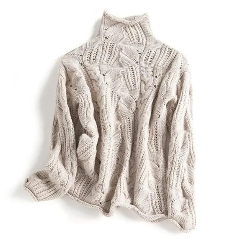 Chic women's minimalist pullover. Soft, warm knit sweater for luxurious everyday wear & comfort.