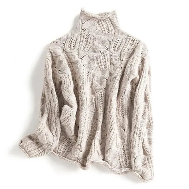 Chic women's minimalist pullover. Soft, warm knit sweater for luxurious everyday wear & comfort.