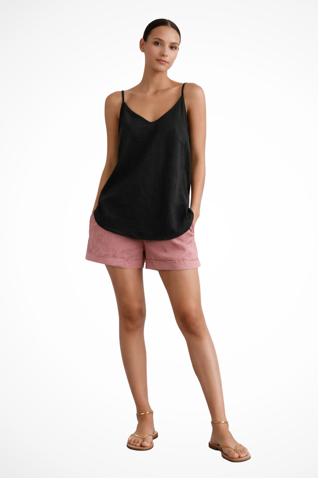 Casual women's spaghetti strap tank top. A lightweight & breezy spring/summer fashion essential for everyday style.