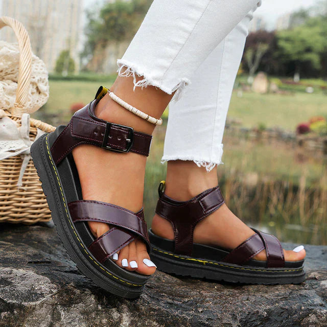 Comfortable women's ankle strap platform sandals, versatile for everyday casual or dressy summer outfits.