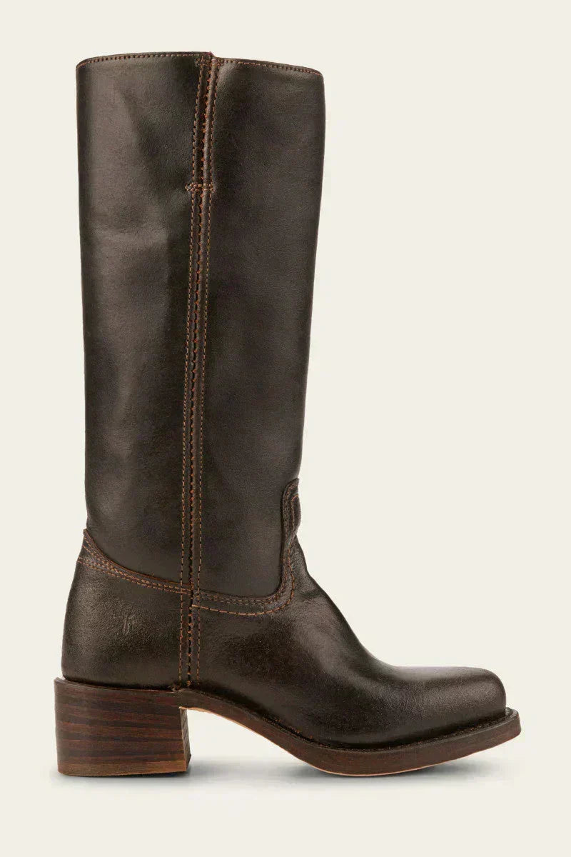 Modern women's mid-calf boots, featuring a trendy block heel and a sleek closed toe.